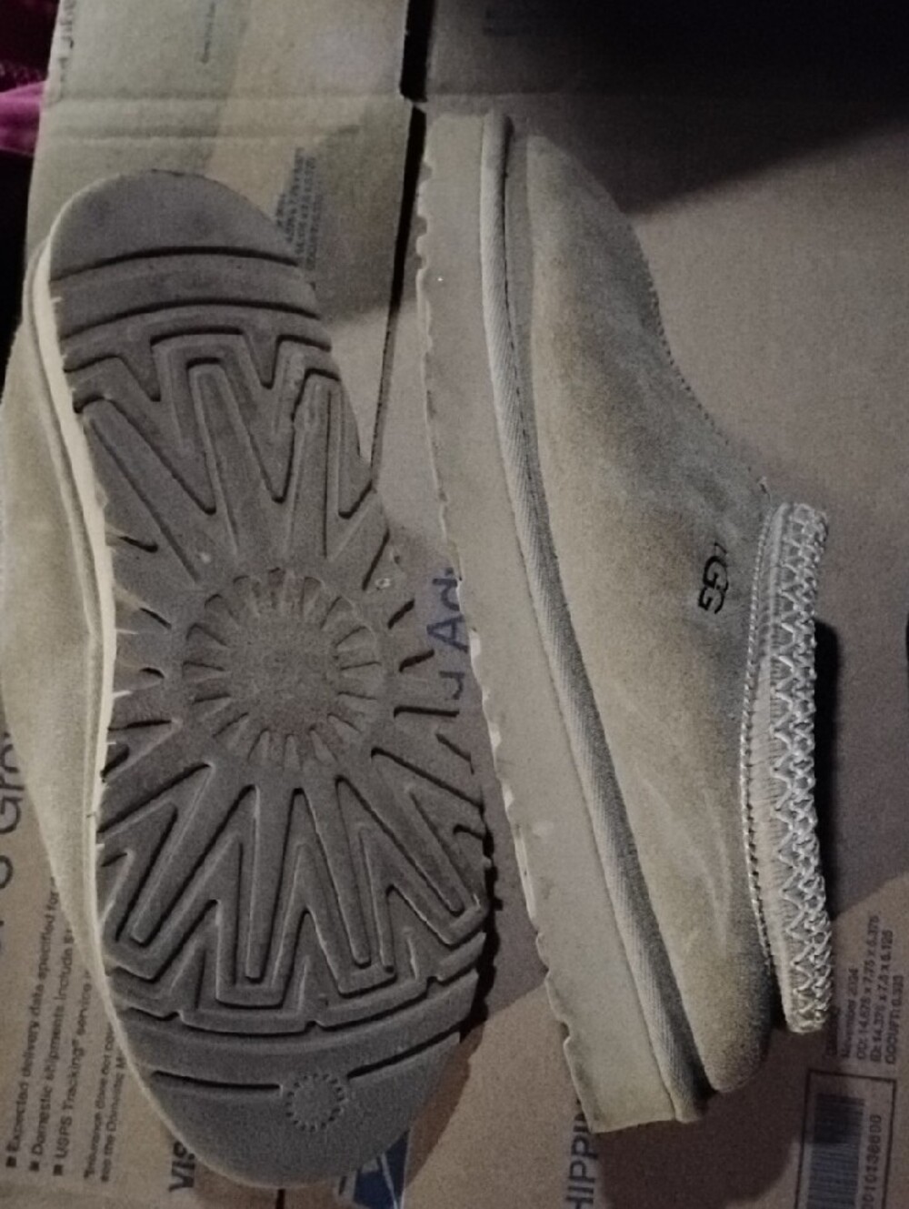 UGG Neutral Suede Shearling Slip-Ons in Light Tan